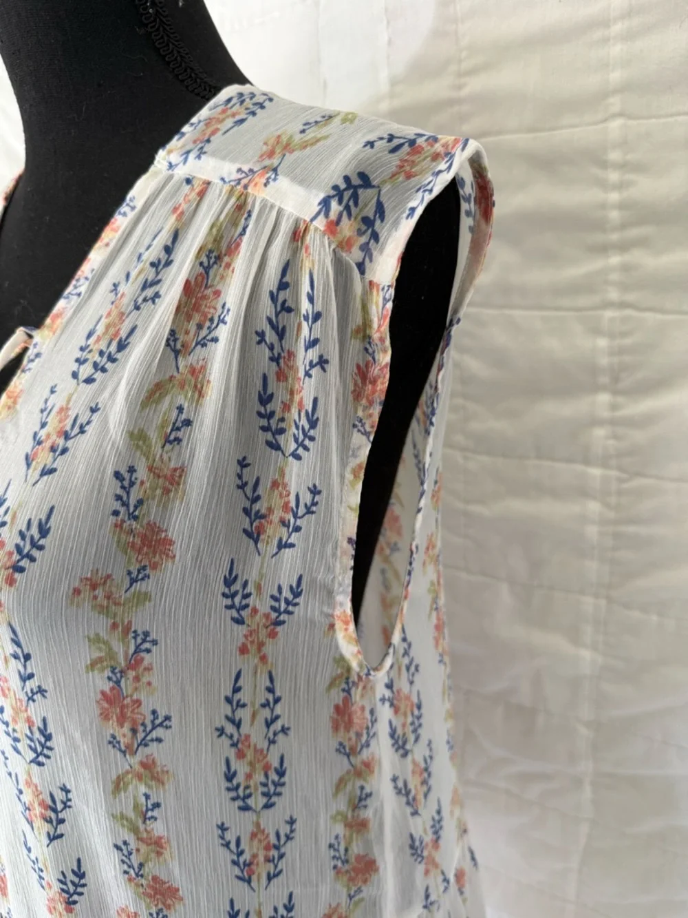 Sheer Floral Lace-Up Maxi Dress in White - Picture 3 of 5